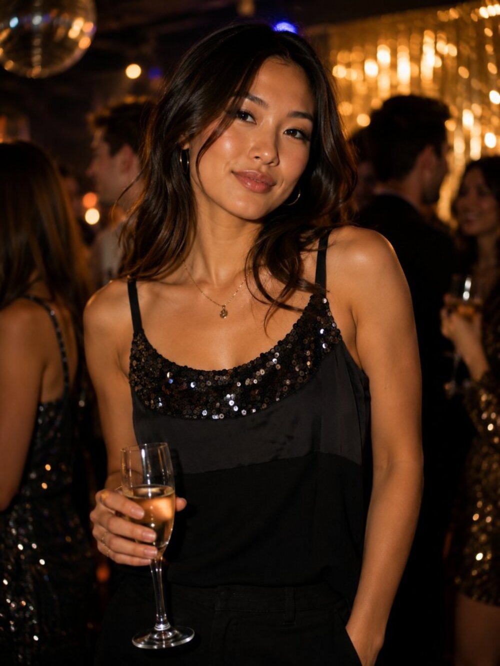 The Limited Black Sequin Accented Tank Top
